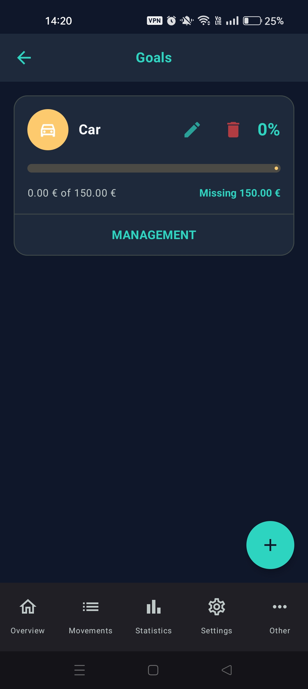 Goals Screen