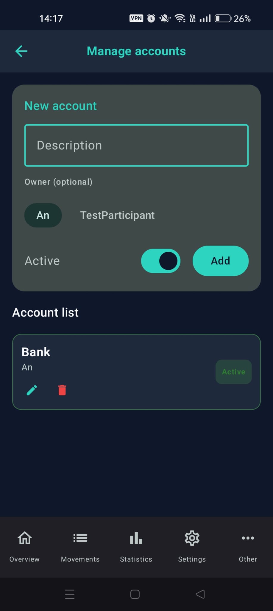 Create Account Screen