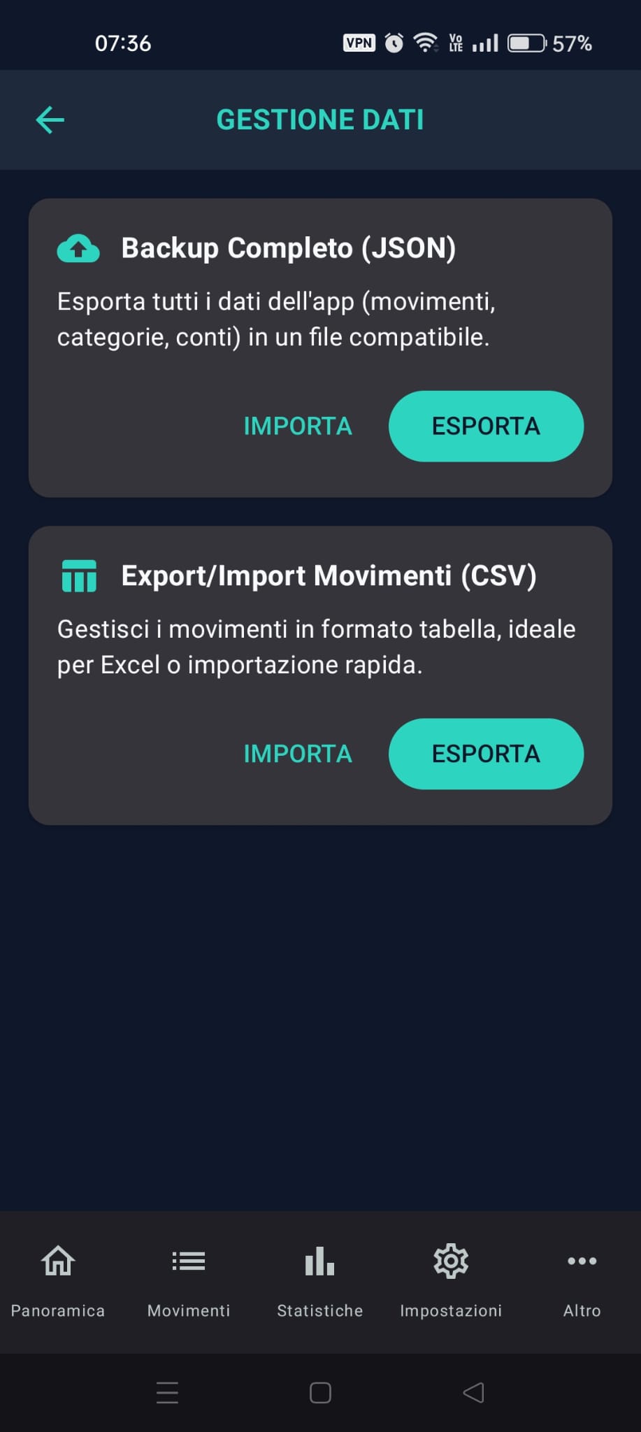 Schermata backup