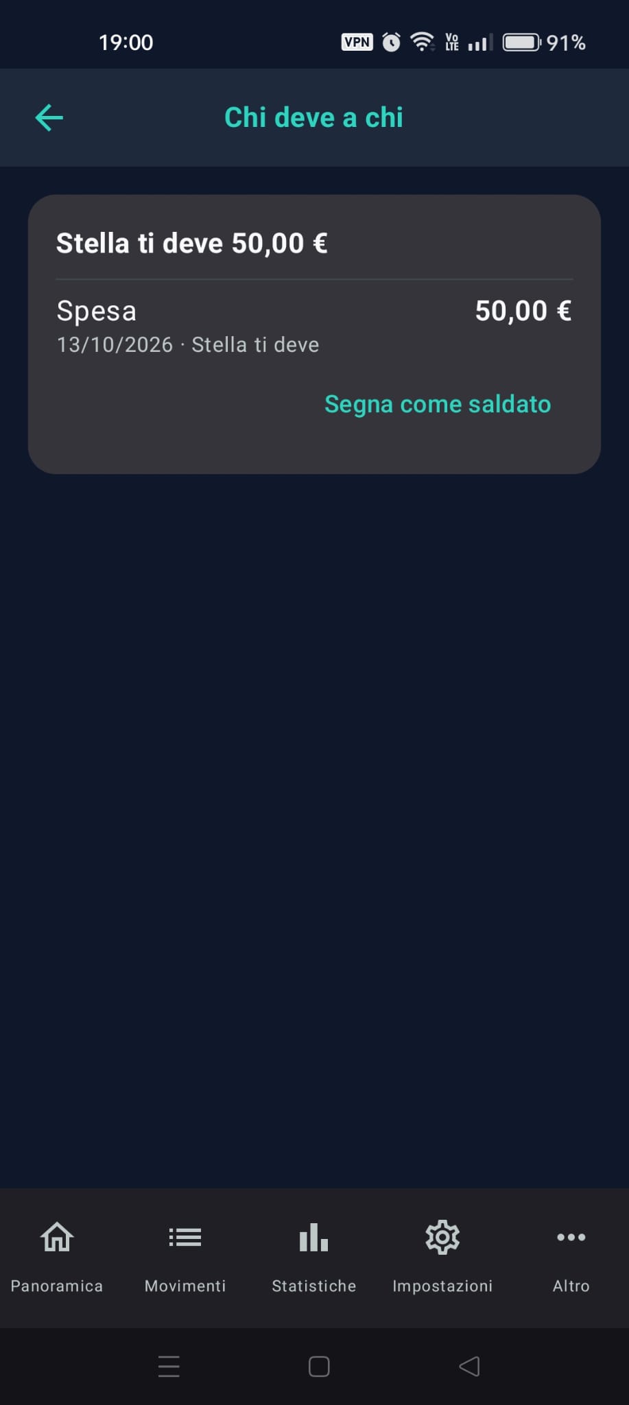 «Chi deve a chi» con un debito aperto