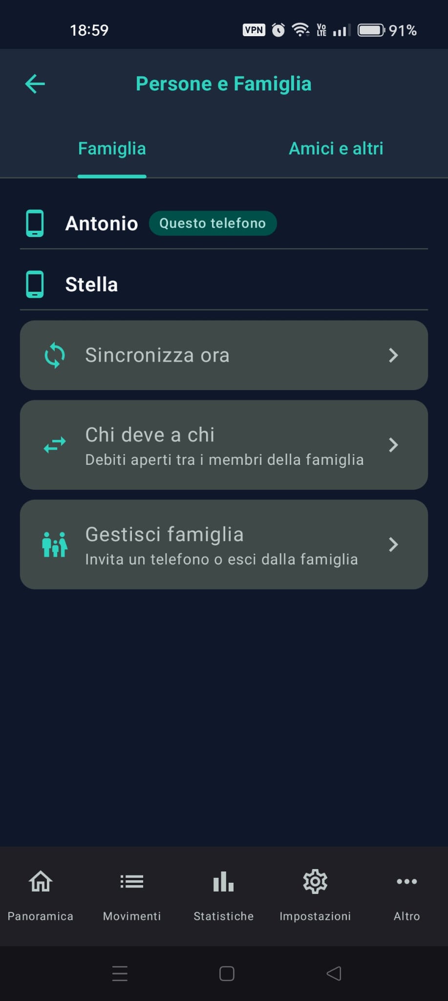 Persone e famiglia con i gruppi «Famiglia» e «Amici e altri»