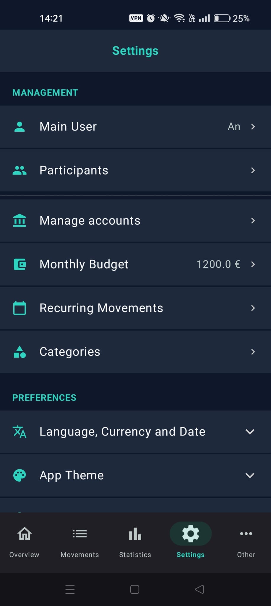 Settings Screen
