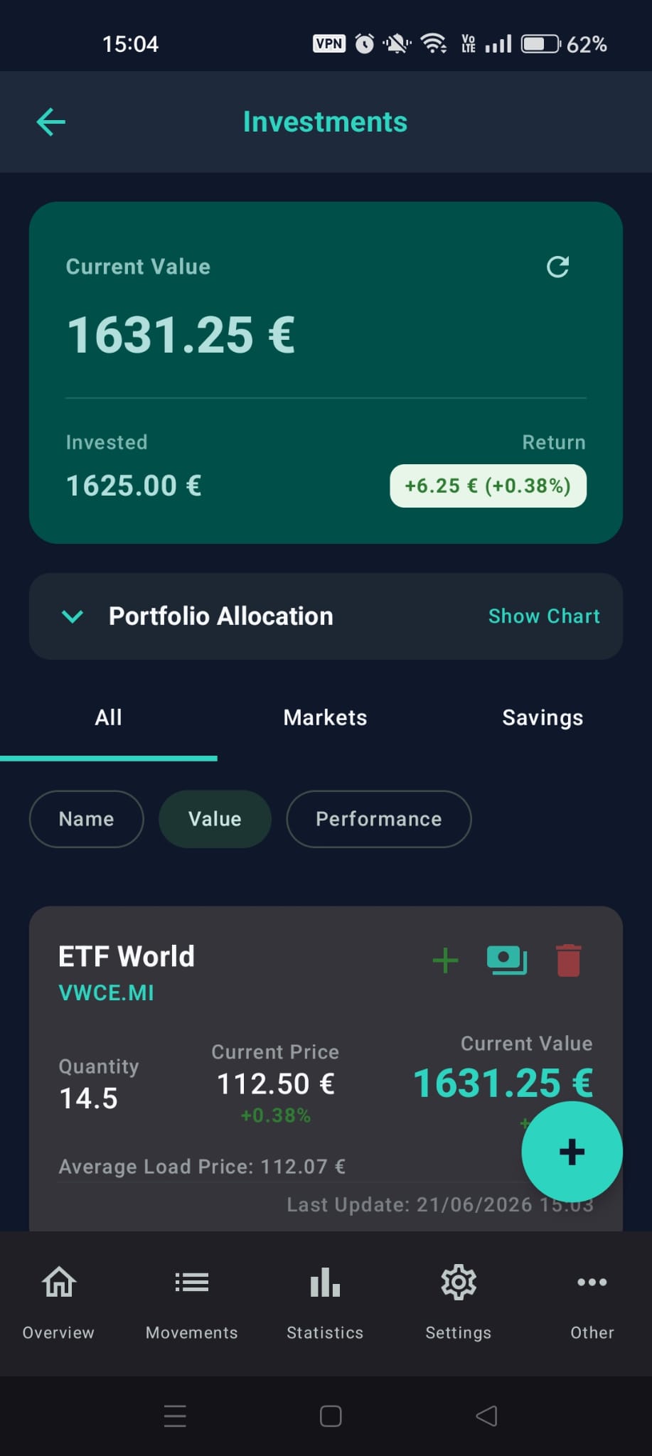 Investments Screen