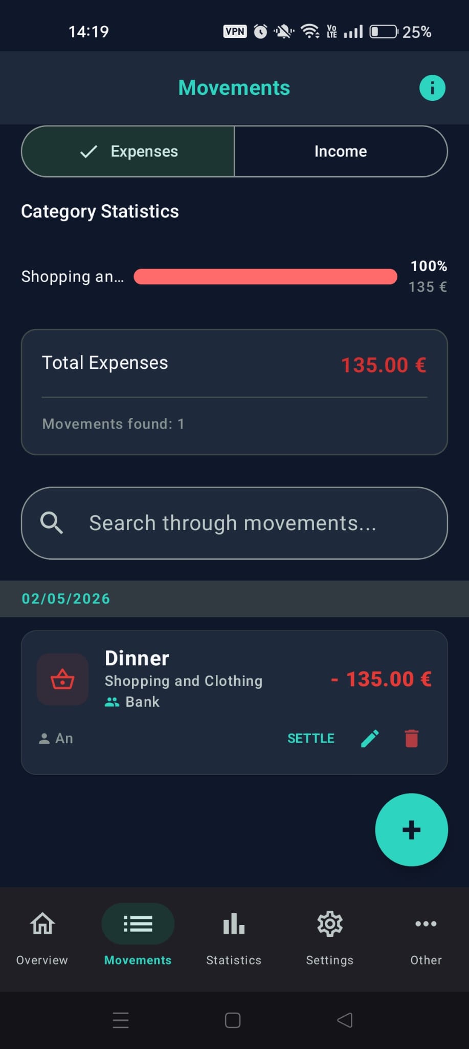 Settle Single Screen